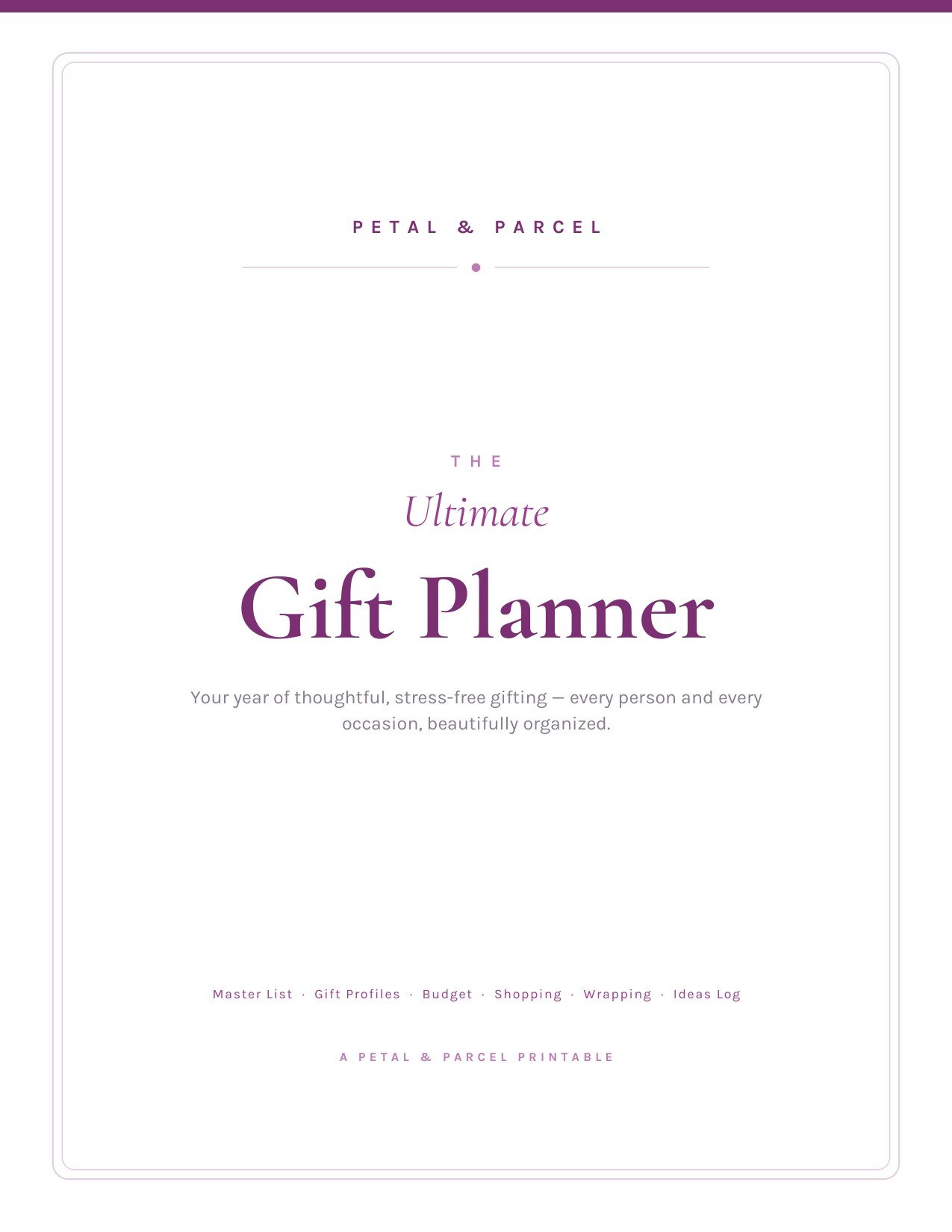 The Ultimate Gift Planner — printable cover